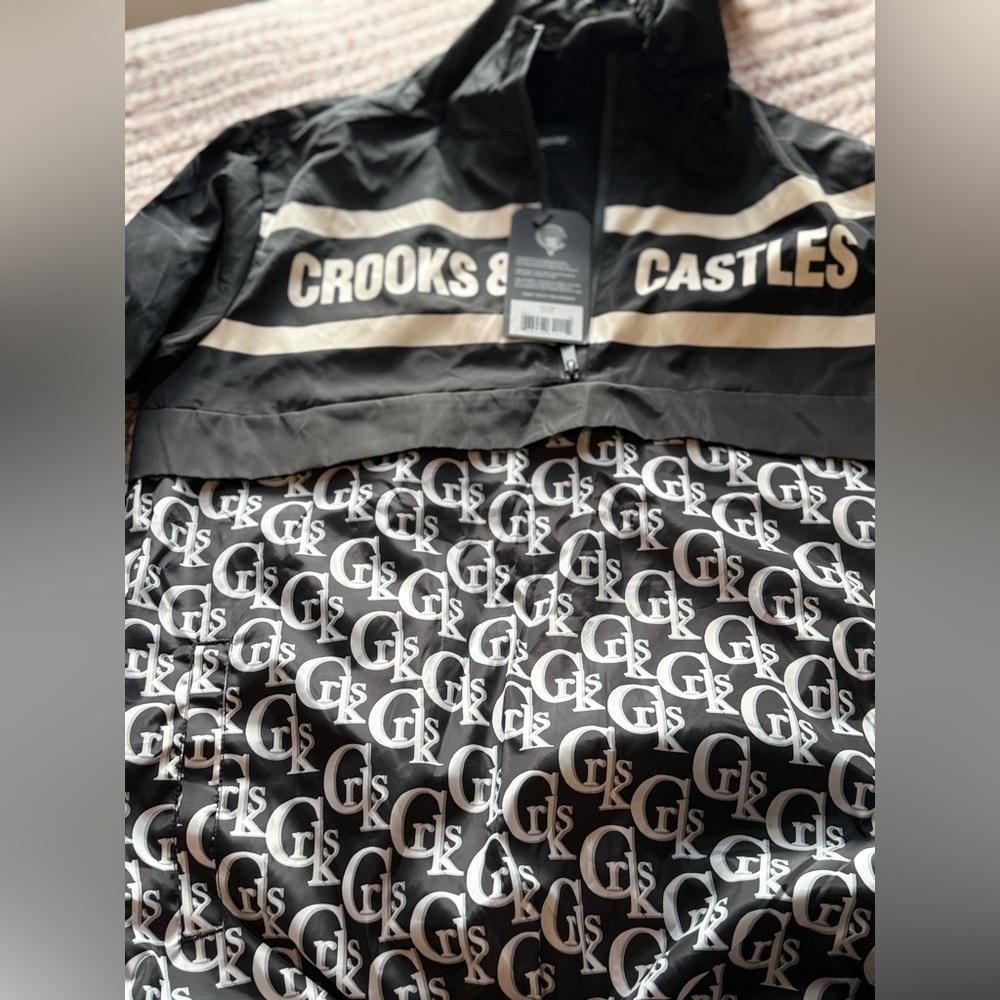 Crooks & Castles Half-Zip Windbreaker Jacket – Black/White - Picture 4 of 11